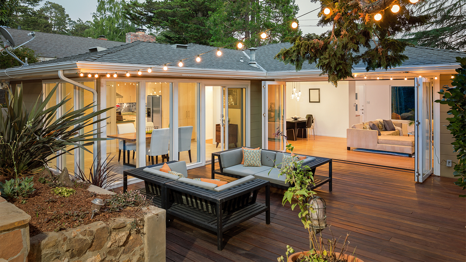 luxurious patio with open doors